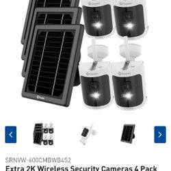 Extra 2K Wireless Security Cameras 4 Pack with Solar Charging Panels | SRNVW-600CMBWB4S2