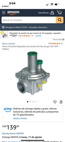 Pietro Fiorentini Gas Line Pressure Regulator 3/4" NPT. New open box. Look price in Amazon .