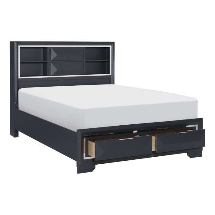 BLACK FINISH FRAME DRAWERS PLATFORM STYLE CAMA