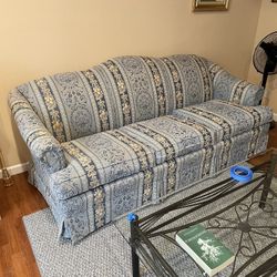 Vintage Blue Floral Couch