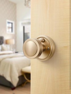 2 Pack Champagne Bronze Door Knob Privacy Door Knobs Door Handle Interior Door Knobs with Lock for Bedroom and Bathroom Zinc Alloy