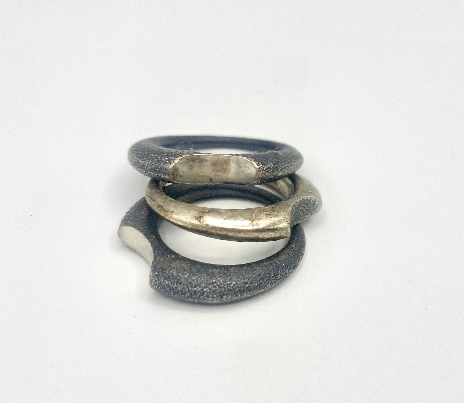 Three Hand Made Silver Rings