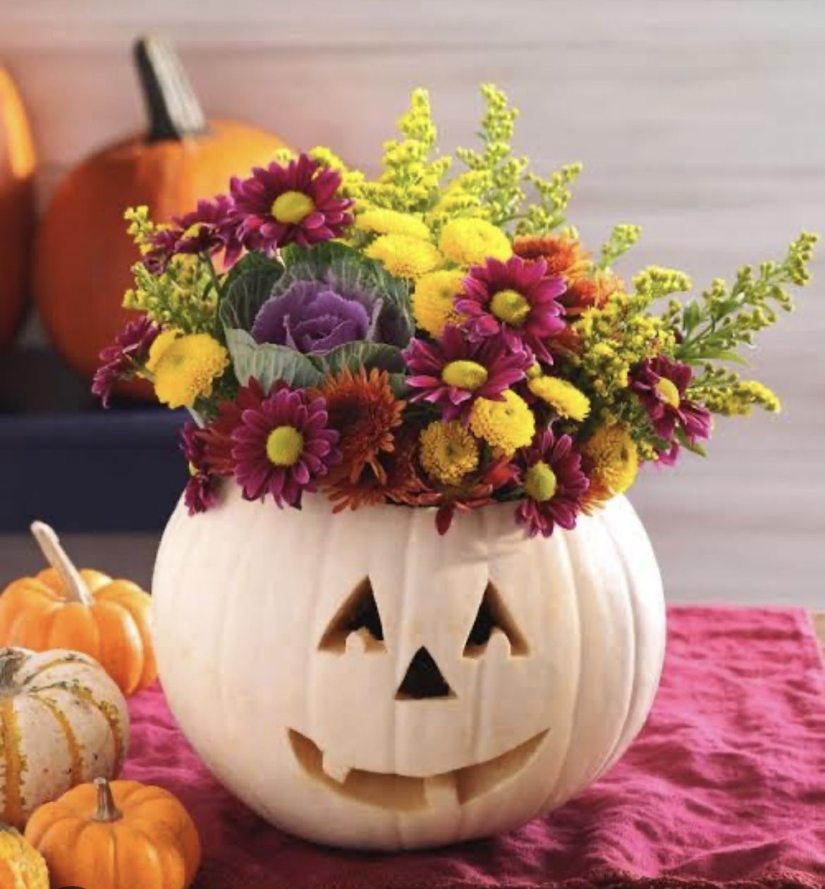 Bouquet Of Flowers In Pumpkin