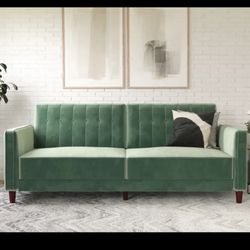 Green Velvet Sofa BRAND NEW never Assembled 81.5”