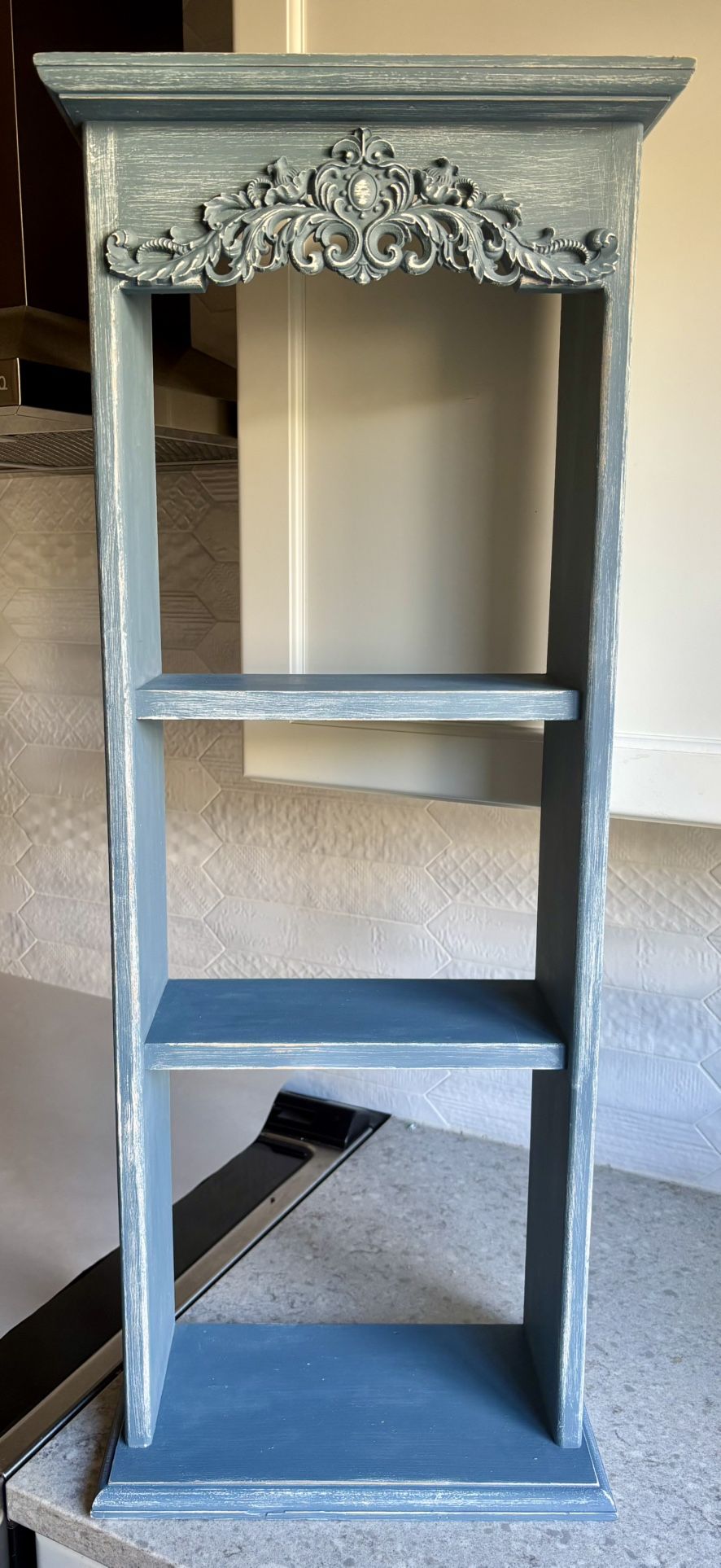 Upcycled Distressed Blue Wall Mountable Shelf