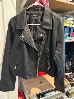 Baccini Black Faux Leather Moto Jacket