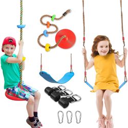 New in box Swing Set 2 Pack Swings Seats Tree Climbing Rope Swing Multicolor with Platforms, Outdoor Toys for Kids Ages 3+, Outside Playground Backyar