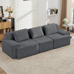 Modular Sectional Sofa, 3 PCS Comfy Cloud Sectional Couch with Deep Seat, Corner Sofas, Modern Boneless Couch for Living Room, No Assembly Required,Gr