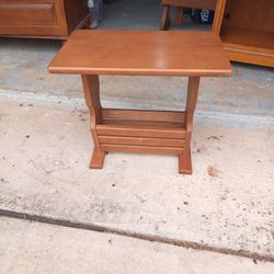 Wood End Table With Book/ Magazine Holder 