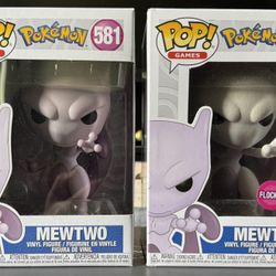 Funko Pop Mewtwo Flocked Shared Sticker and Common Set