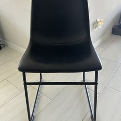 Set of 2 - Faux Leather Dining Chairs Black