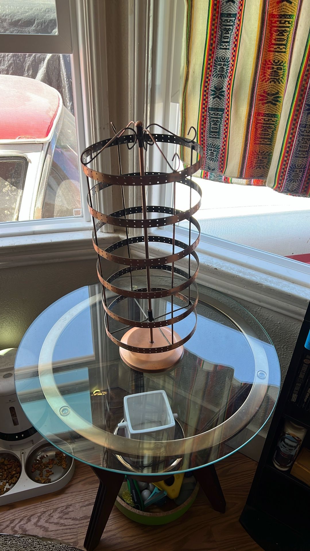 Used 6-Tier Rotating Earring Organizer Rose Gold Spinning Display