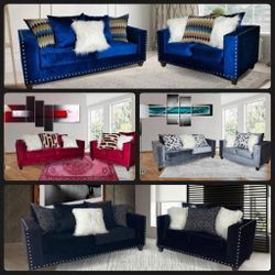 Velvet Sofa And Loveseat 