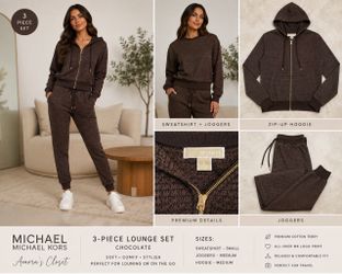 Michael Kors 3-Piece Chocolate Logo Lounge Set – S/M
