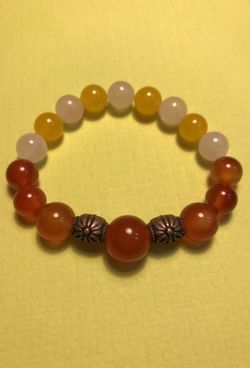 Carnelian yellow jade rose quartz bracelet