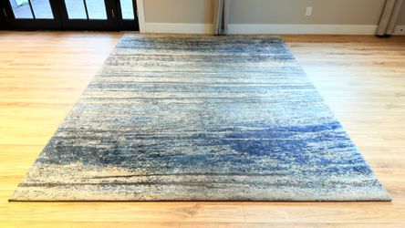 Large Abstract Area Rug 8’x10’6” – Blue/Grey, Macy’s, Includes Rug Pad