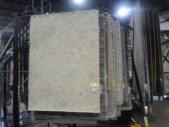 Ivory Hand-Tufted Wool Area Rug 5x8 - Oushak Style Floor Sample Clearance