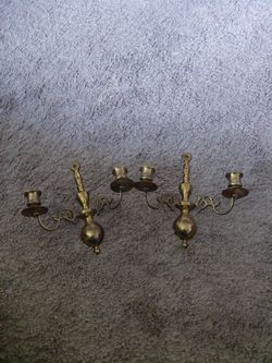 Pair of brass candle stick scones