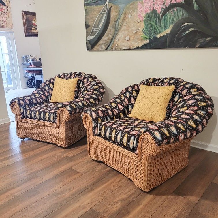Pair of Rattan Lounge Chairs