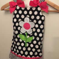 Flower Pink And Polka dot Dress Size 3t