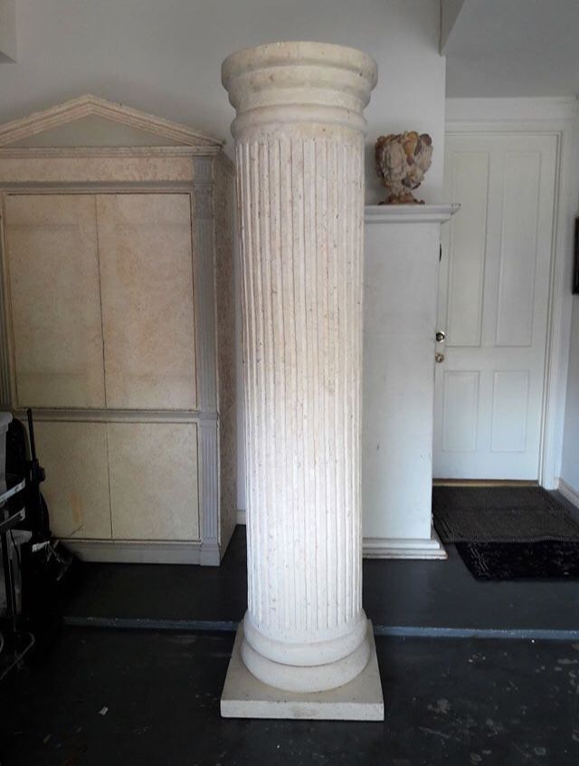 86” Tall Grecian Roman Corinthian Column w Shelves and Swivel Pedestal Base