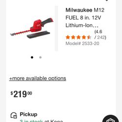 Almost New Milwaukee M12 Fuel Hedge Trimmer 