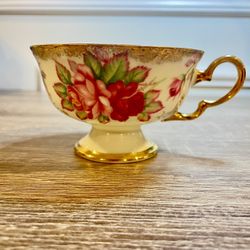 Beautiful Rose Lusterware footed china tea cup by Norleans