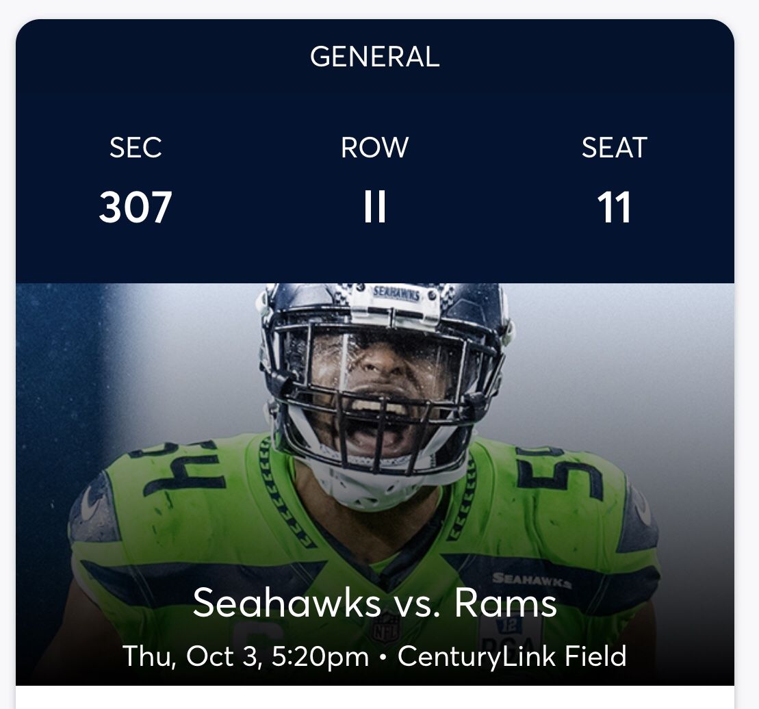 Seattle Seahawks vs LA Rams — Thursday 10/3