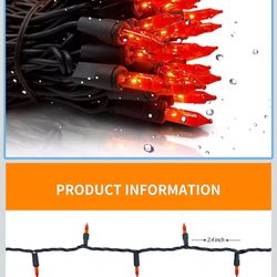 alloween Orange Lights String Outdoor 100 Mini Waterproof Incandescent Indoor Decoration Plug in 23 Feet Used for Patio Party Festive Courtyard Home (