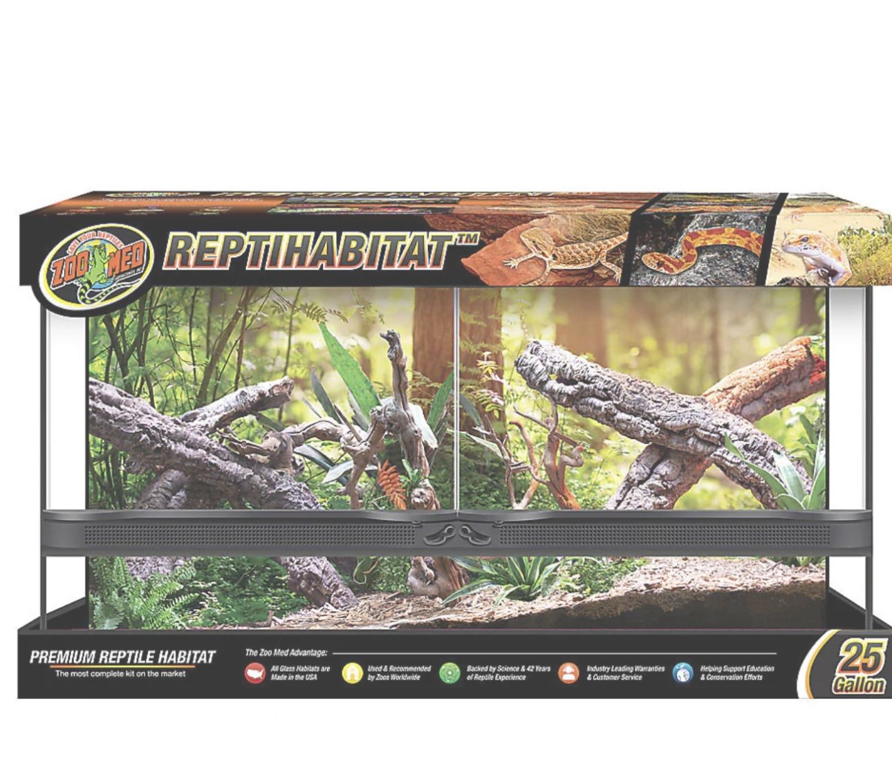 ZOO MED 25g REPTILE TANK / TERRARIUM DOUBLE DOOR