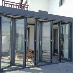 Bifold Aluminum Folding Door In Stock- Black/White
