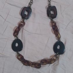 VINTAGE STYLISH  LONG  NECKLACE AMBER CHAIN SEE PICTURES 