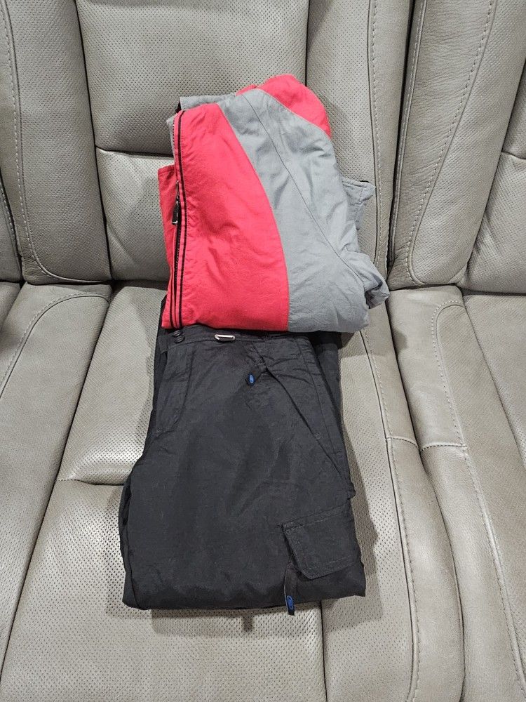 Snow Pants and Jacket Red Black Gray