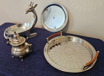 Luxury Vintage Cast Aluminum 3pc Serving Set - Octopus Giraffe