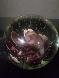 Purple Rose Imploded Paperweight