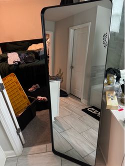 Large Black Full-Length Floor Mirror