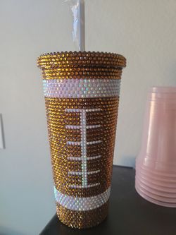 New Football Rhinestone Tumbler