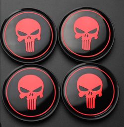 4Pcs Punisher aluminum adhesive back center cap covers 2.2" 56mm shipping available