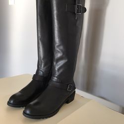 New Harson Faux Leather Wide Calf Knee High Riding Boots 