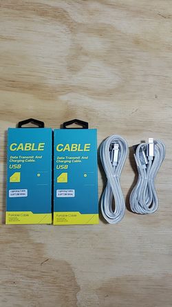 2 Pack Usb Cable Charger Fast nylon braided 6.6ft White