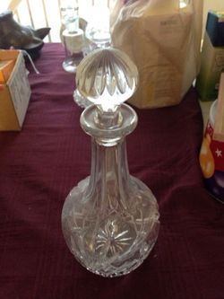 Lead crystal wine decanter.