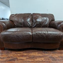 Natuzzi Brown Genuine Leather Loveseat