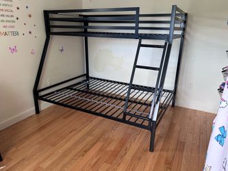 Black steel frame bunk bed