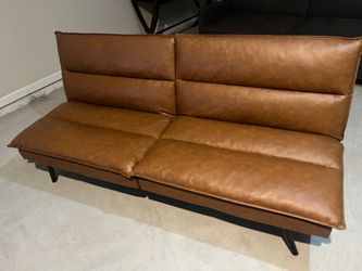 Cognac Leather Futon Couch