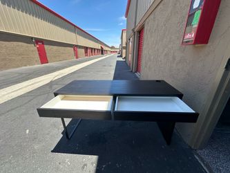 Modern Dark Wood Desk with Two Drawers