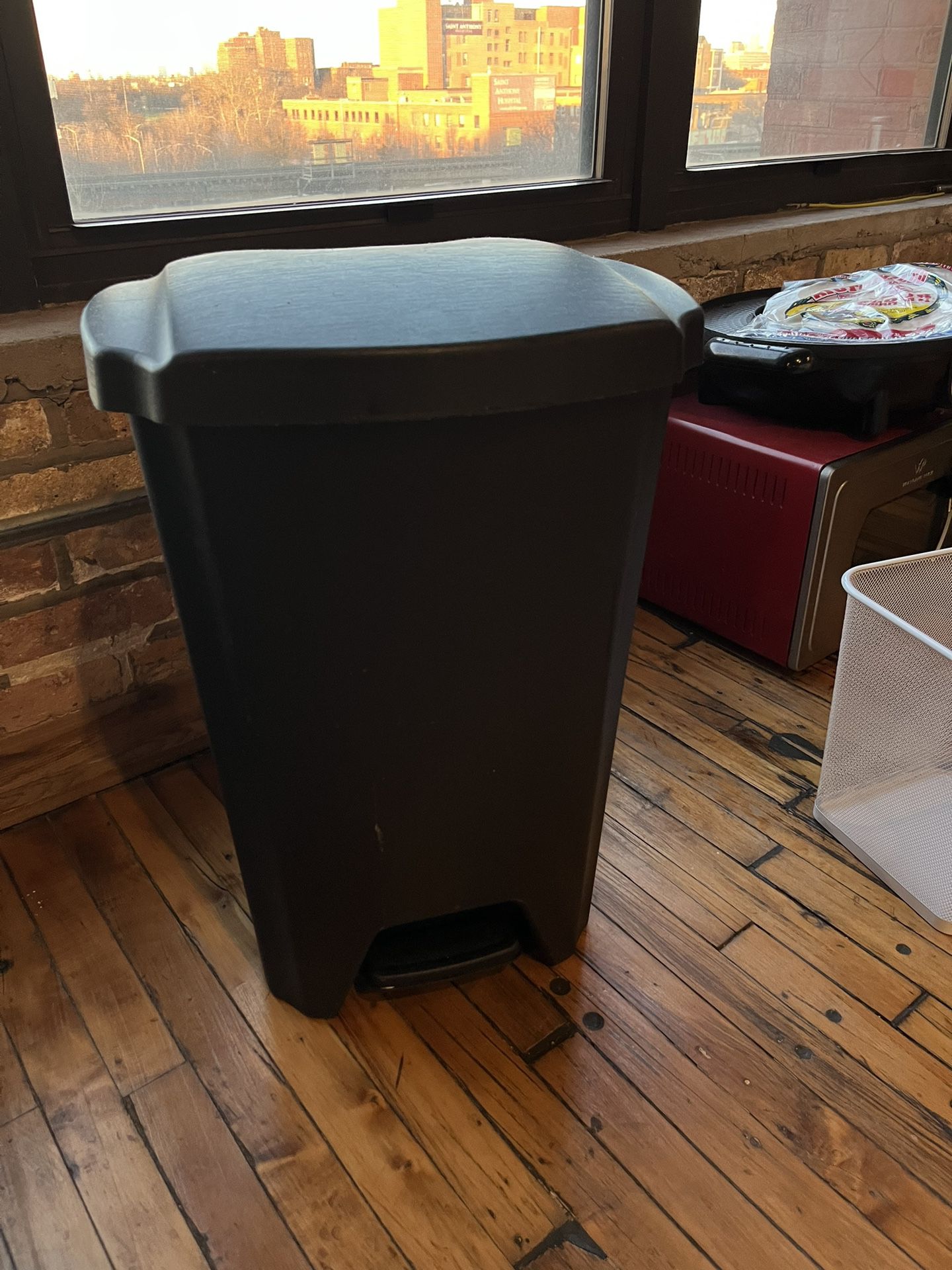 Large Black Trashcan and Small Wire Trashcan