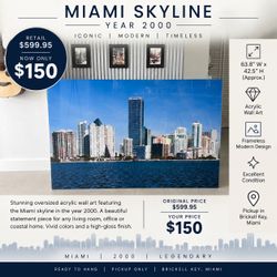Large Miami Skyline Acrylic Wall Art – 65” – $150