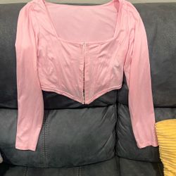 SHEIN Pink Crop Top Corset 