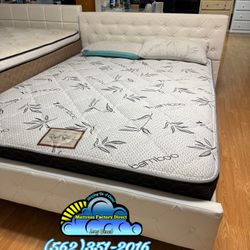 Bamboo Queen Mattress And Box Set With Frame