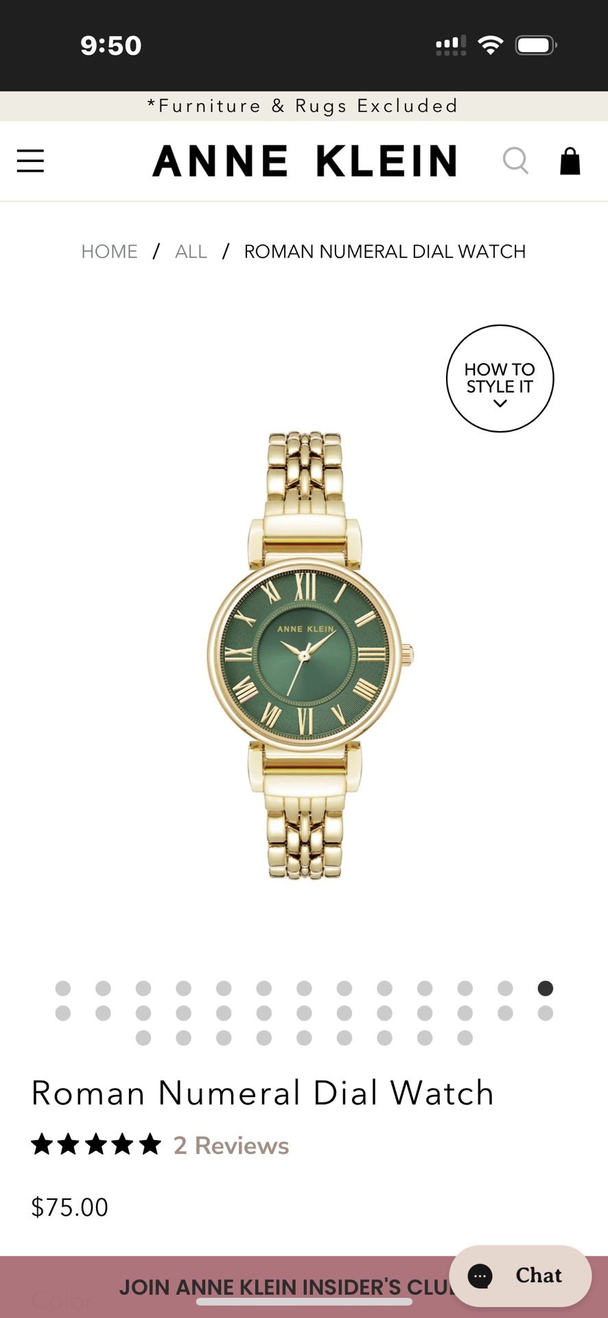 Anne Klein ROMAN NUMERAL DIAL WATCH